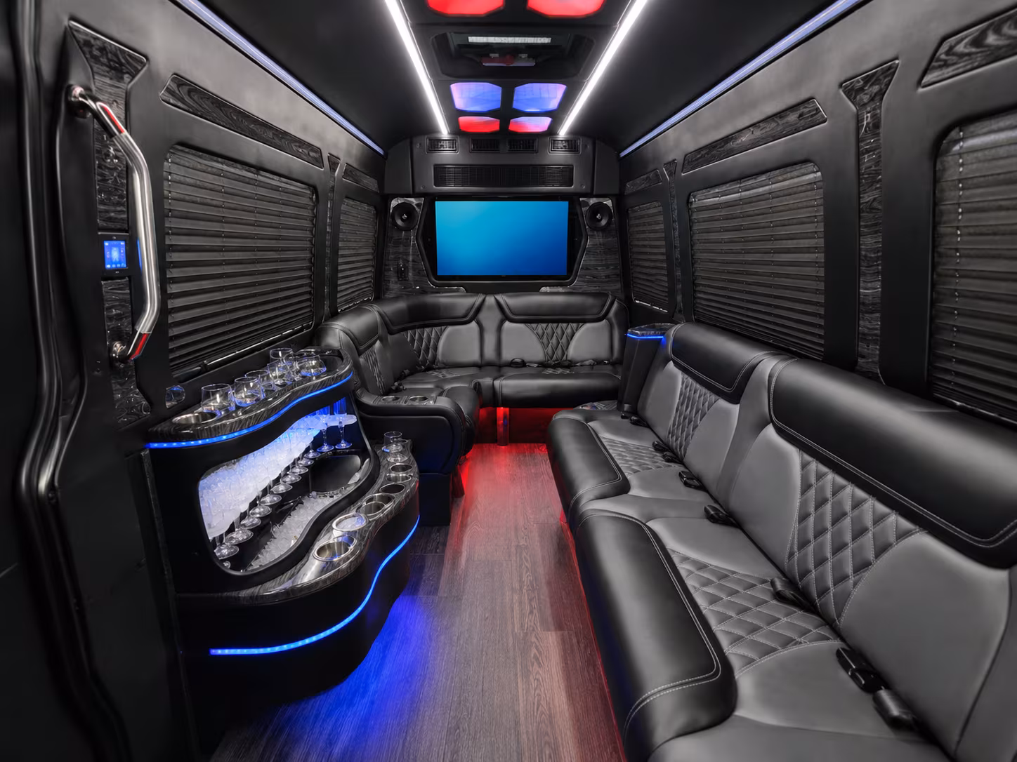 mcallen 40 passenger party bus inside